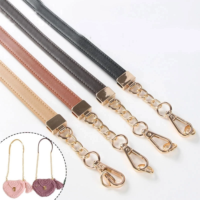 

1PC Bag Strap PU Leather Chain Bag Handle Solid Color Crossbody Shoulder Bag Strap 58-120cm Replacement Handbag Belt Accessories