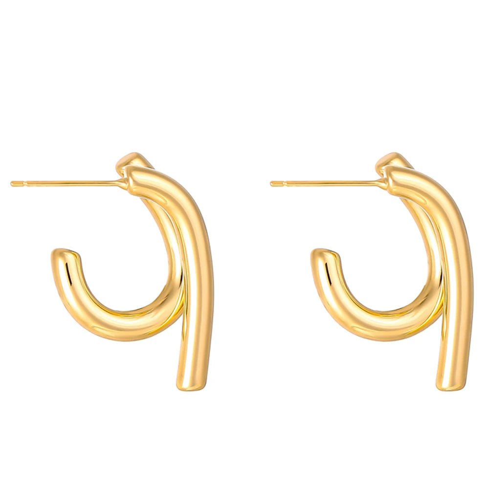 

Trendy fancy Personalized Gold Plated Huggie Luxury Design Brass small Hoop Earrings