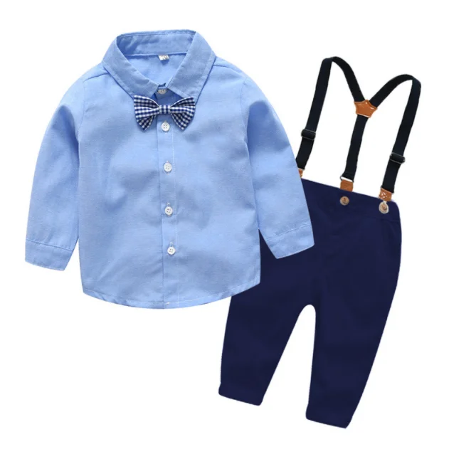 

Autumn Kid Child Gentleman Wedding Party Clothes Baby Toddler Boy Suspenders Formal Suit Outfit For Boys, Picture shows