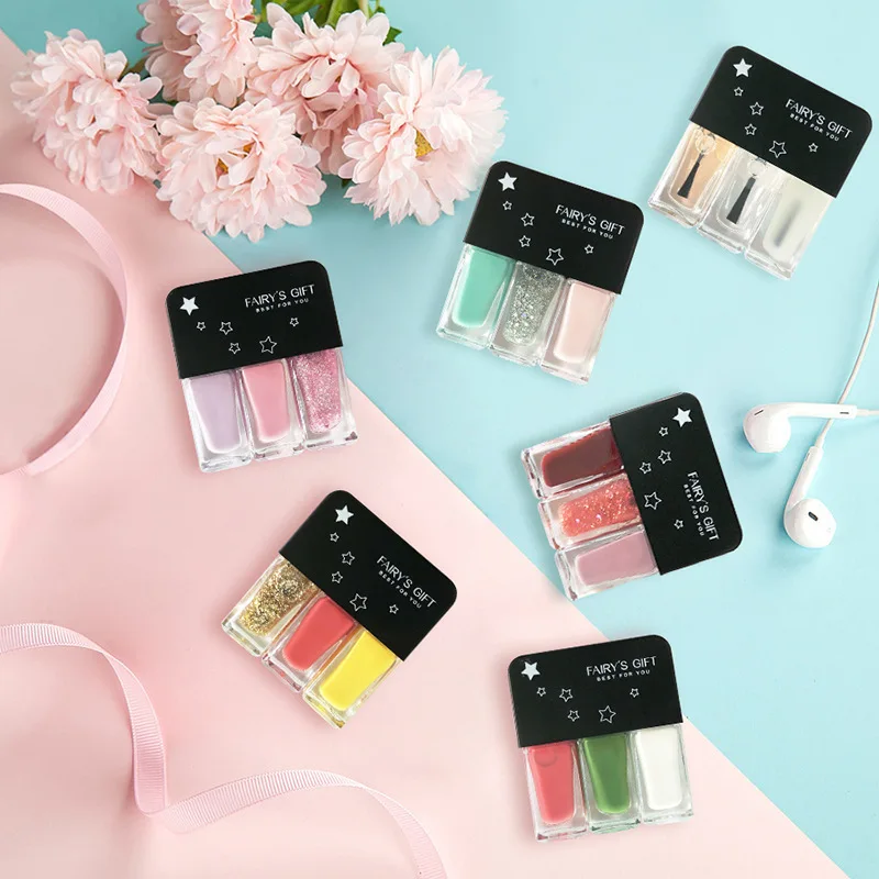 

The new three-in-one nail polish set free baking and quick drying DIY personality net celebrity live broadcast explosion, Colorful