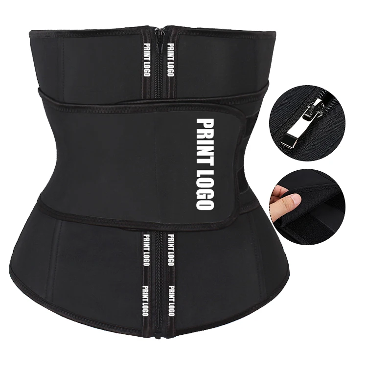 

New Custom Logo Women Workout Waist Trainer Fat Burning Lose Weight Shapewear Waist Trimmer Compression Belt, Black