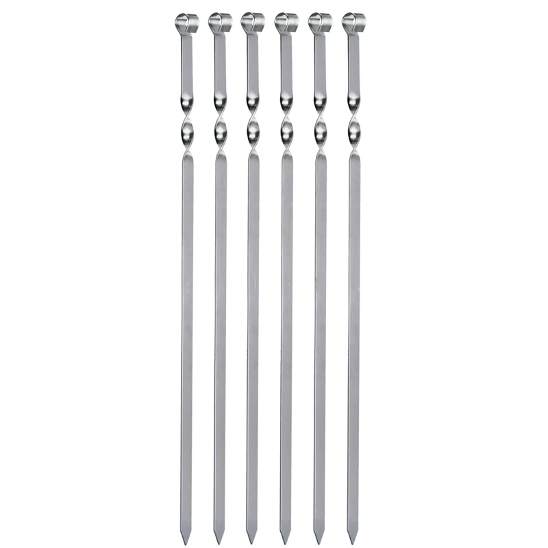 

Amazon Hot Selling 6PCS 22inch Large Metal Skewers For Grill Barbecue Stainless Steel Kebab Skewer Set Long Grill Bbq Skewers, Sliver