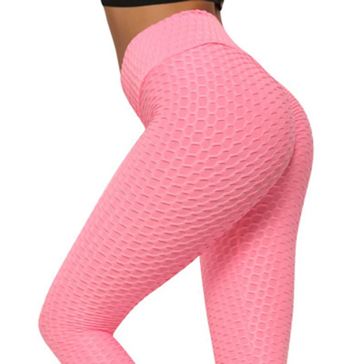

High Bounce Breathable Exercise Fitness Honeycomb Ruched Butt Plastic Gym Yoga Leggings For Women, Customized color women sets