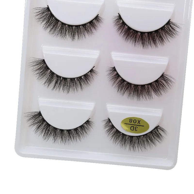 

X08 3/5 pairs facio cilia fur short wholesale 6d faux mink eyelash custom label cruelty free vegan lashes 6d silk eyelashes