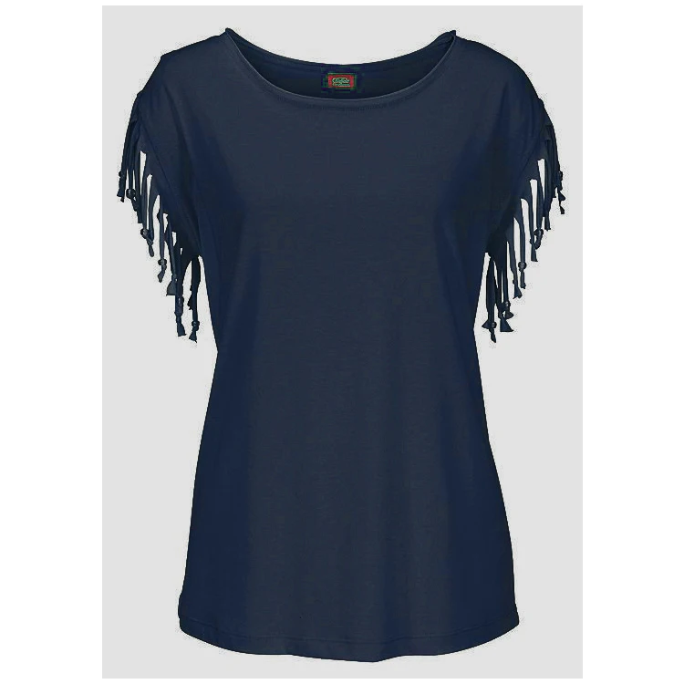 

Fashion Apparel XXXXXL Clothing Blouse Top Solid Color Tasseled Women T Shirt, As shown