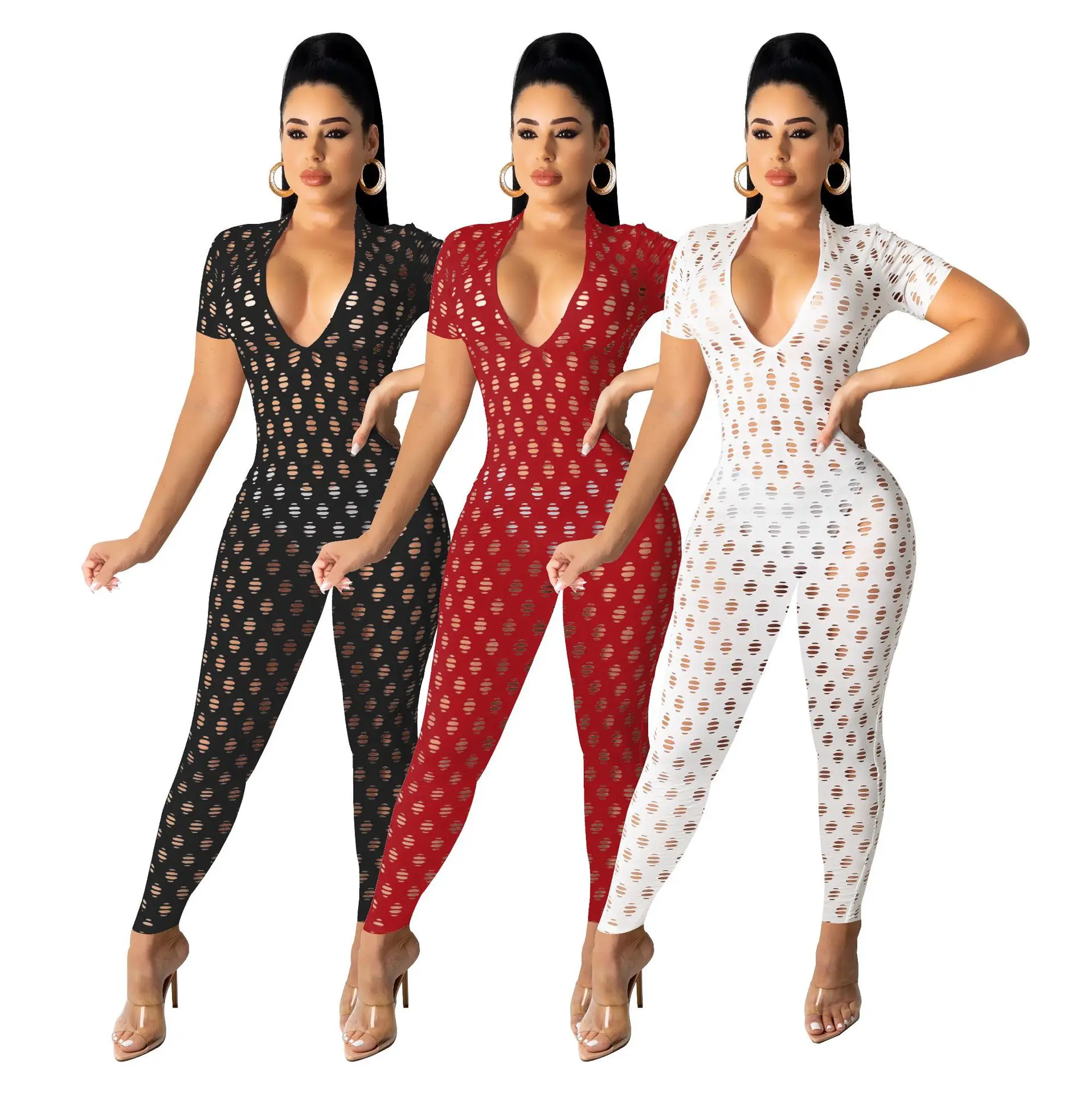 

S-XL New comfortable tight sexy personality cave women's soft all-match jumpsuit