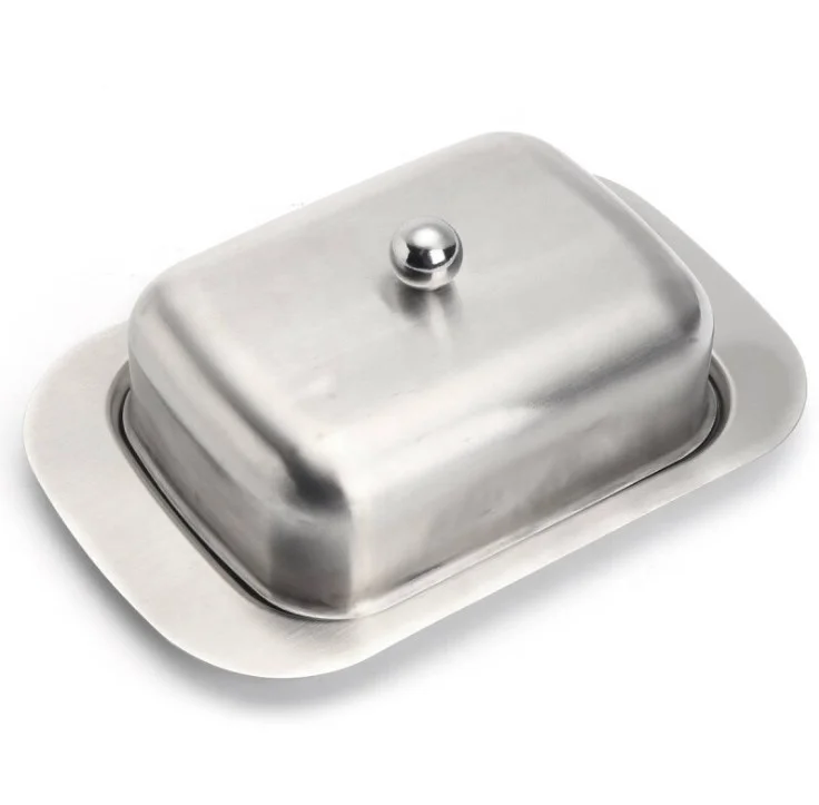 

Restaurant Stainless Steel Butter Butter Snack Plate Cheese Box Storage Box, Silver