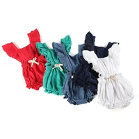 

summer boutique 100% cotton crepe muslin newborn baby girls clothes jumpsuit clothing organic blank ruffle baby rompers