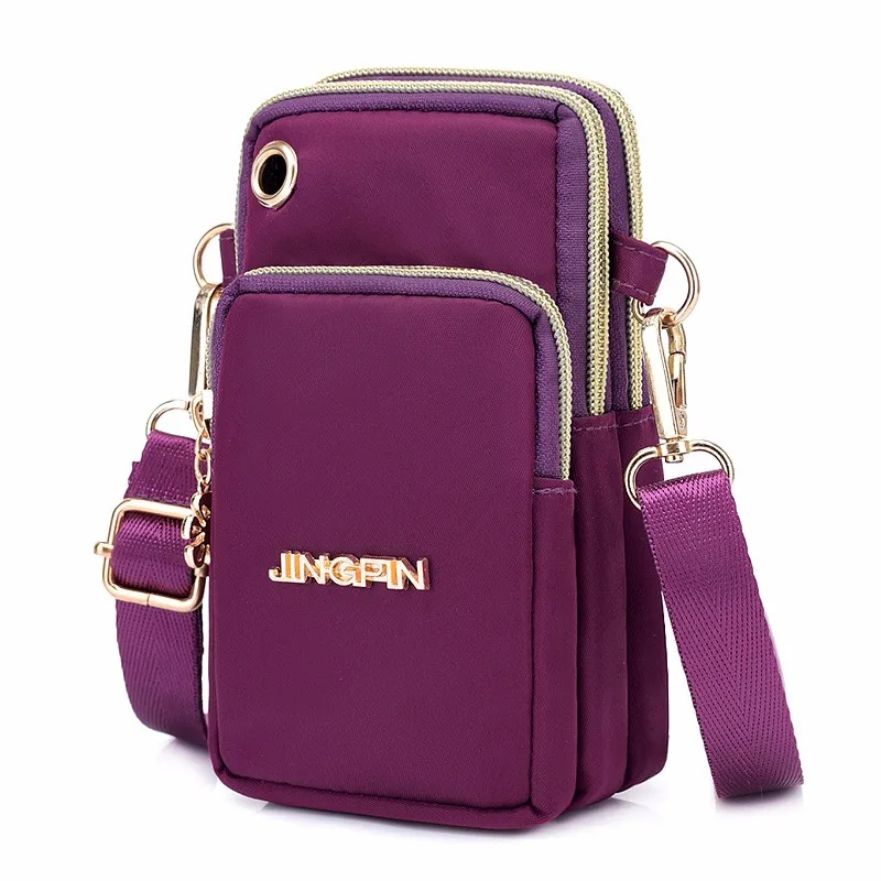 

Fashion Single Shoulder Slant Cellphone Women Bag Mini Crossbody Oxford Wallet Arm Bags With Earphone Hole, 3 colors