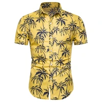 

2019 Summer Vacation Hawaiian Shirts Men Short Sleeve Casual Shirt Mens Beach Shirts Tropical Coconut Floral Printed Shirt