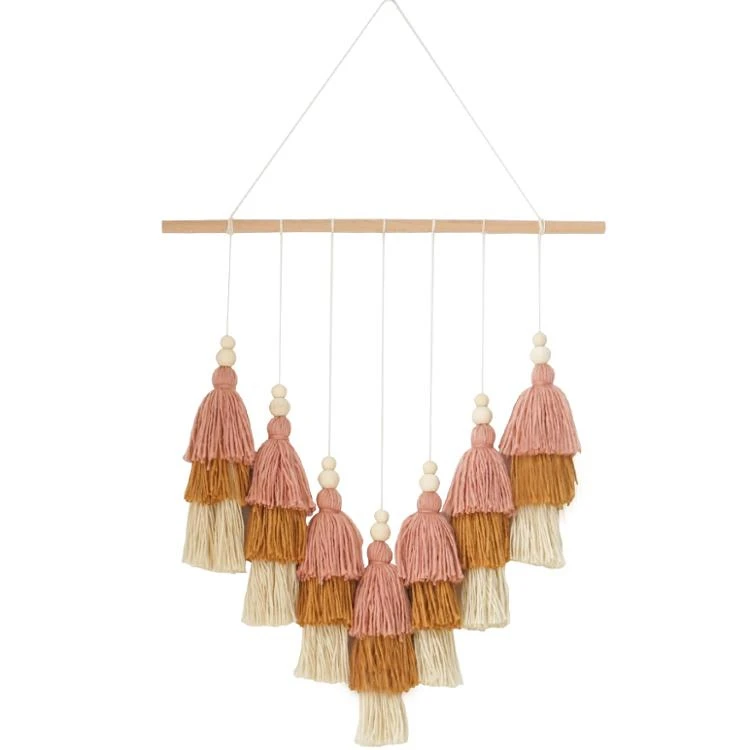 

Wholesale nordic handmade Bohemian Tassels Children's Room Decoration Wall Hanging Tapestry, White,orange,brown or customized