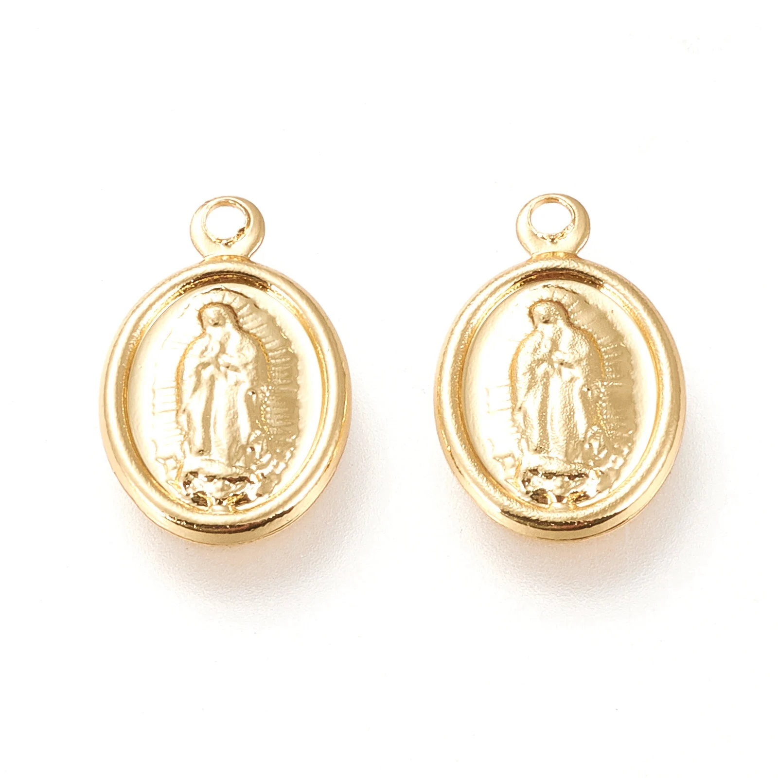

Pandahall Oval with Virgin Mary Real 20K Gold Plated Brass Pendants