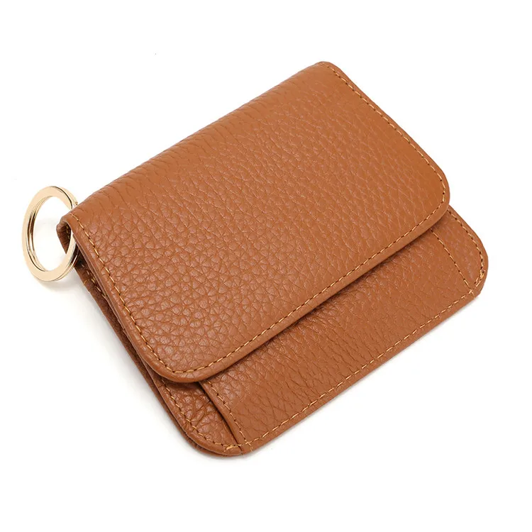 

Genuine leather fashion small female purse bifold zipper short clutch woman wallet