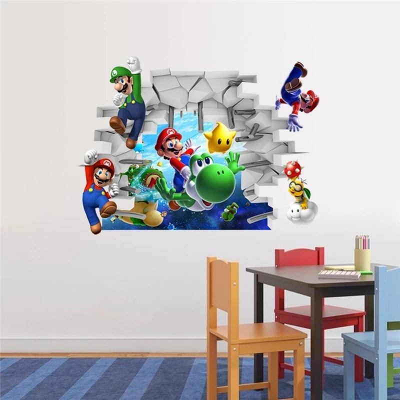 

Vivid Cartoon Super Mario Bros Kids 3d Wall Sticker Decoration