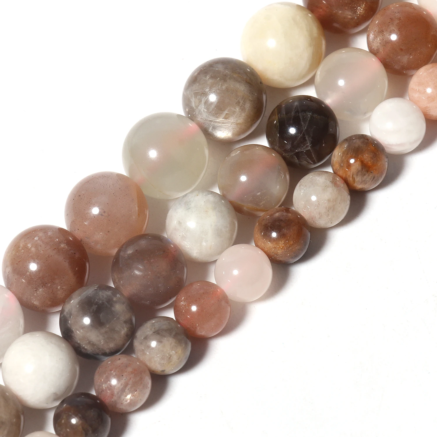 

6/8/10mm Natural Stone Mixed Moonstone Sunstone Gem Round Loose Beads for DIY Jewelry Making Bracelet