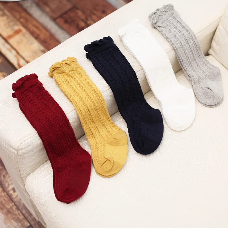 

Kids Baby Girls Socks Children Cute Princess Solid Color Knee High Long Socks Child Lace Cotton Socks M95