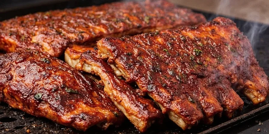 Smoking ribs on a barbecue grill