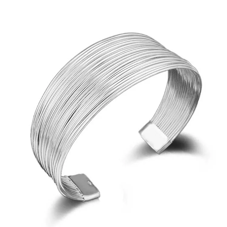 

Silver adjustable Line Ring-Opened rings Cuff Bangle for Women Girls Christmas Gifts, Silver color