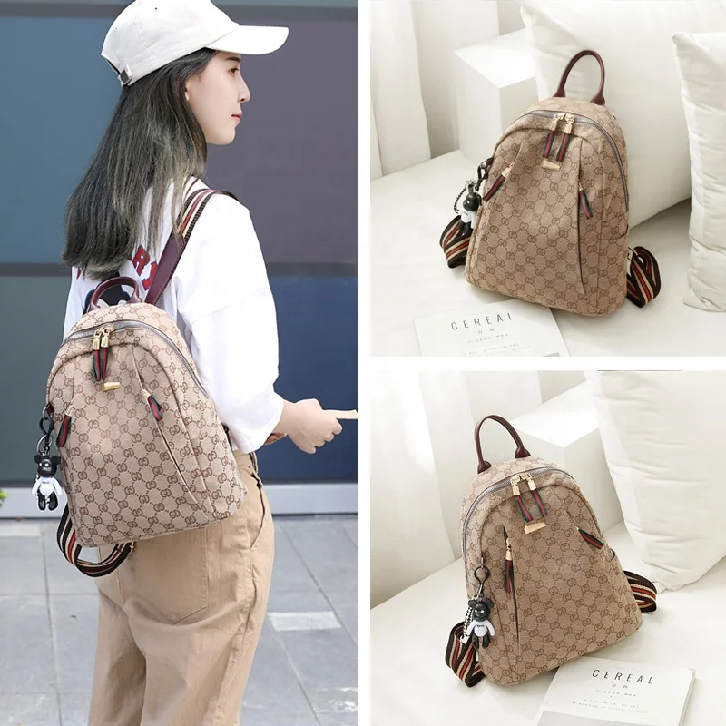 
2020 new fashion student oxford bag leather waterproof backpack for women 