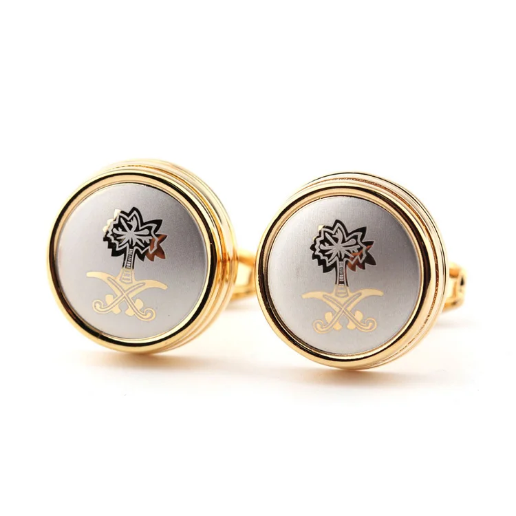 

2021 new style custom gold enamel cufflinks mens cuff links for shirt