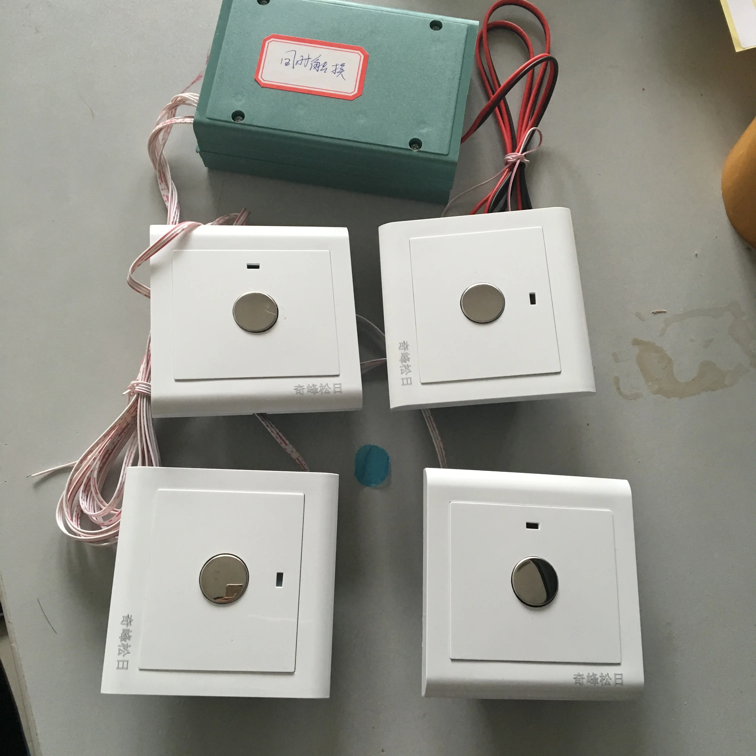 

escape room game from the mysterious room game props touch four wall switches to open the lock
