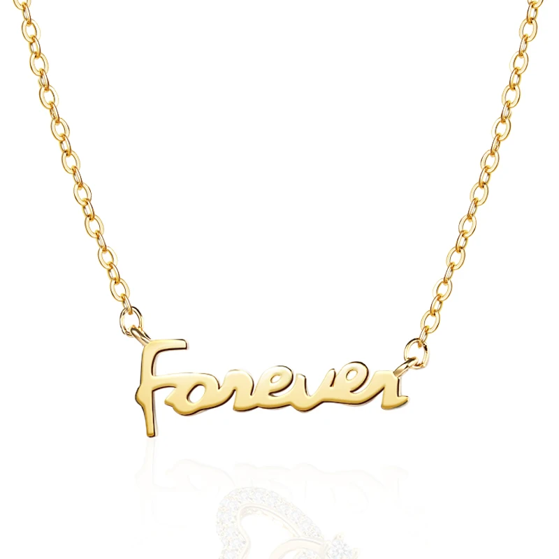 

Wholesale Fashion Letter Forever Letter Necklace Chain 18k Gold Plated Jewelry Pendant Female Necklace, Yellow