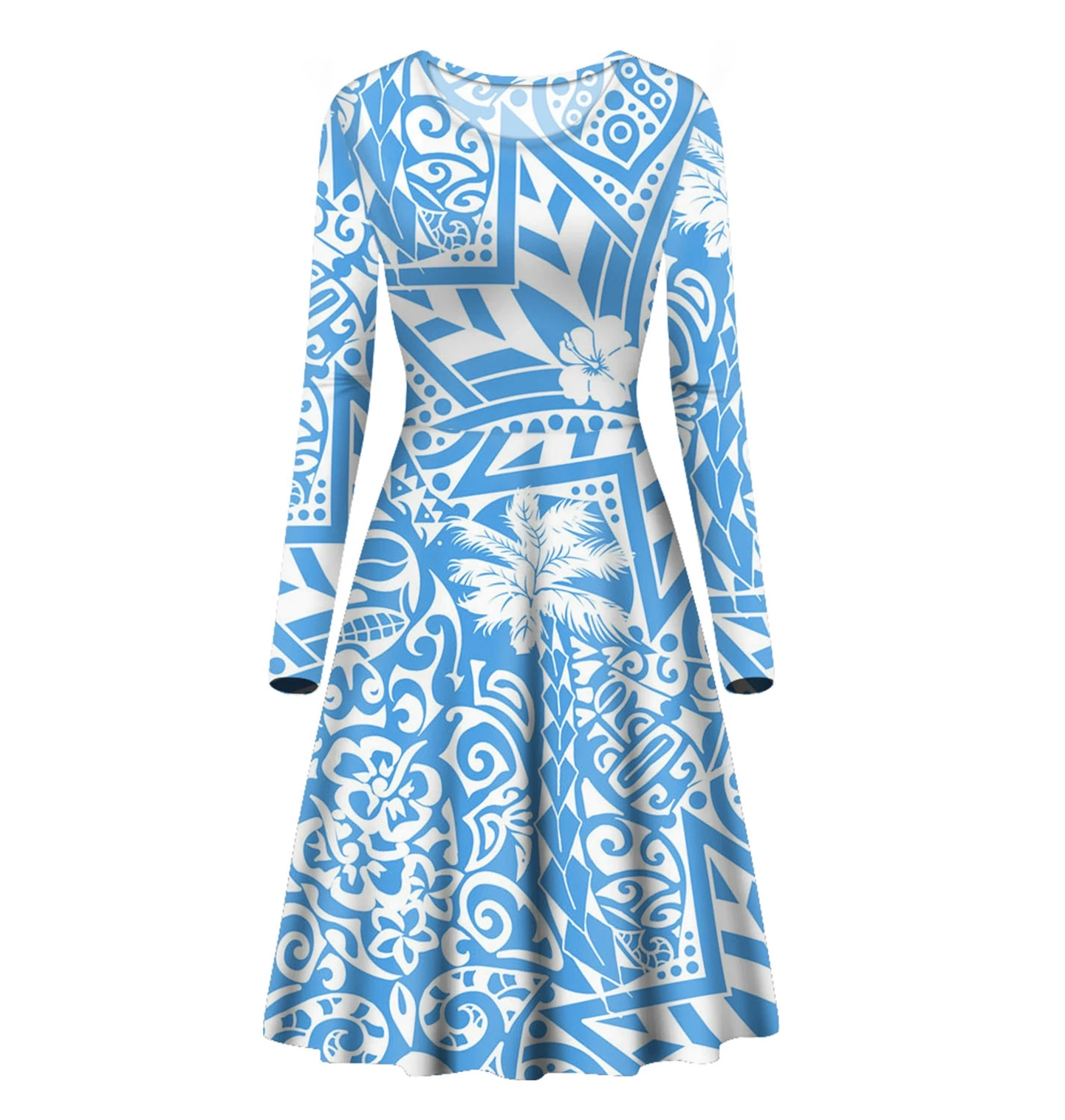 

Women's Casual Dresses Polynesian Traditional Tribal Print Long Sleeve Elegant A Line Midi Dress Girls' Dresses