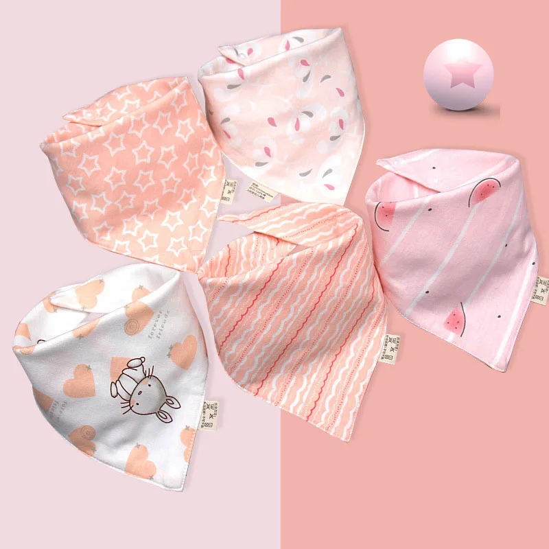 

17 Styles Baby saliva towel 5pcs/set triangle scarf cotton double-layer snap button baby bib scarf M588