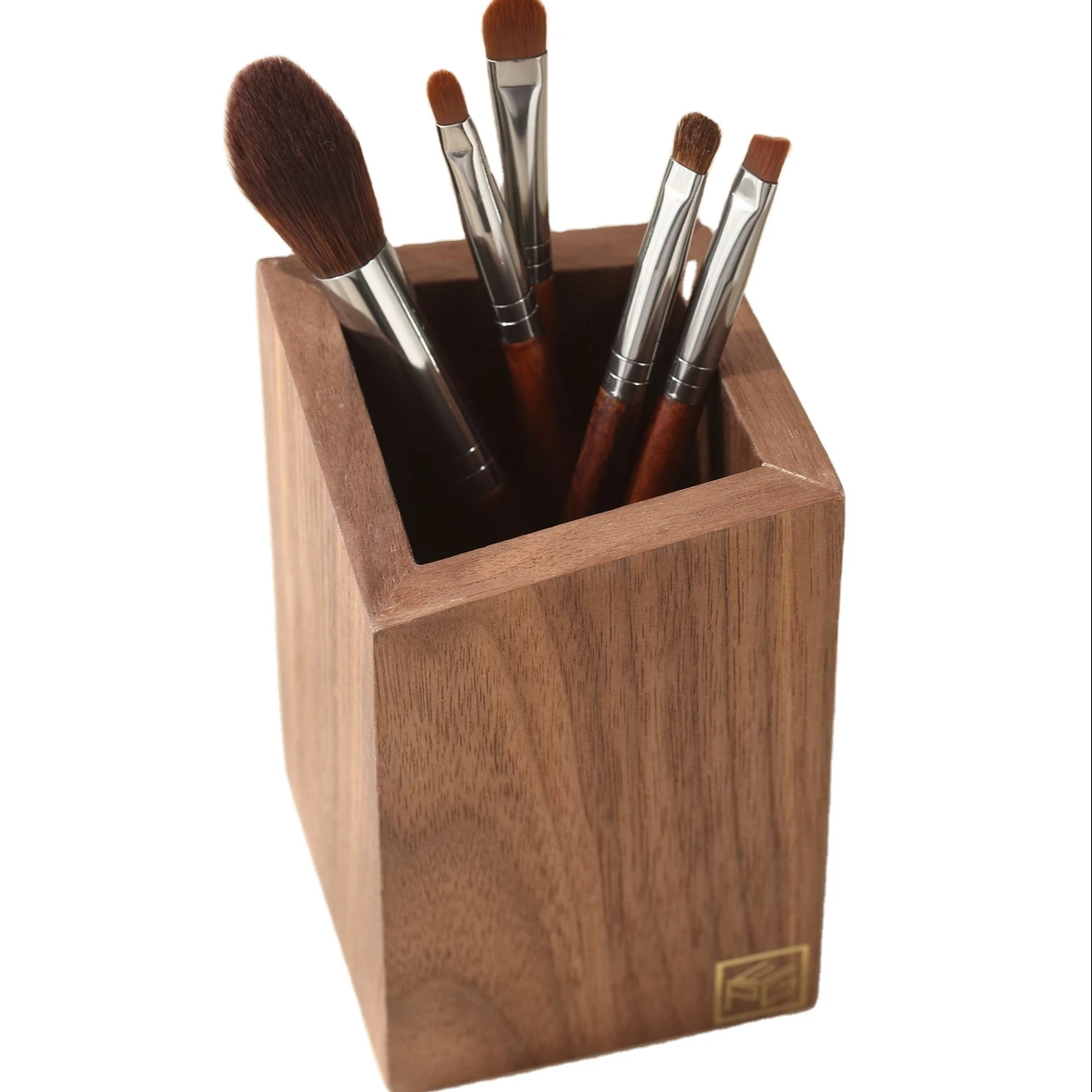 

Custom Logo Wooden Makeup Brush Pot Wholesale Wood Office Lipstick Cosmetic Pen Tools Storage Box Organizer Case
