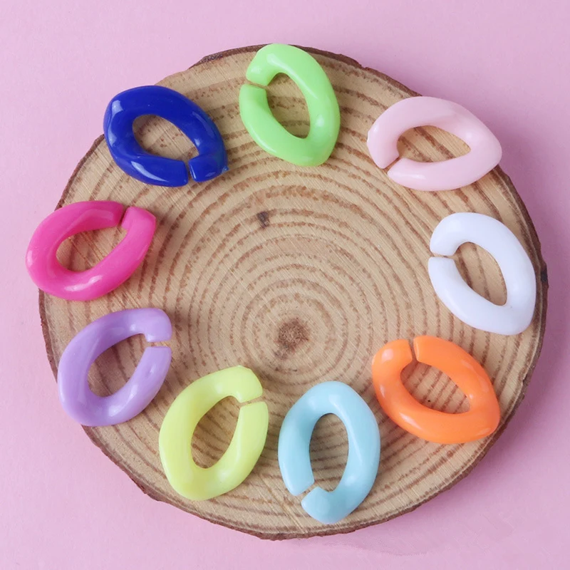 

wholesale Color Buckle Female Bag Chain Keychain Accessories Diy Acrylic Chain Open Ring Jewelry Accessories, Multi-colors