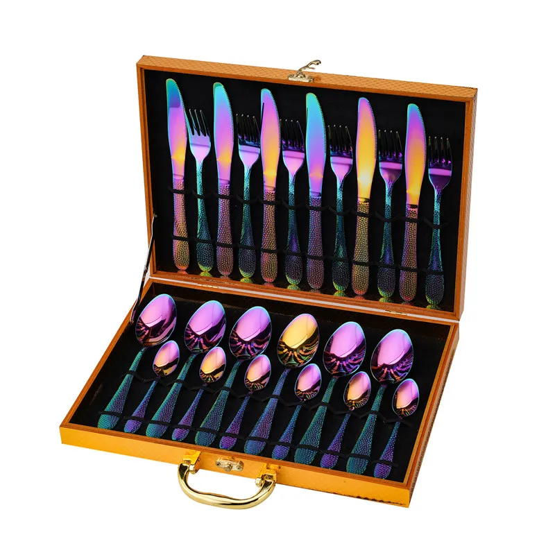 

Novelty Knife Fork Spoon set Custom 24 Pcs Stainless Steel flatware sets, Gold/silver/rose gold/black/colorufl