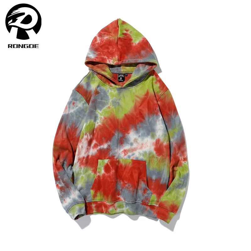 

Custom 100 cotton terry breathable comfortable fashion jogger casual 2 piece long sleeve tie dye hoodie