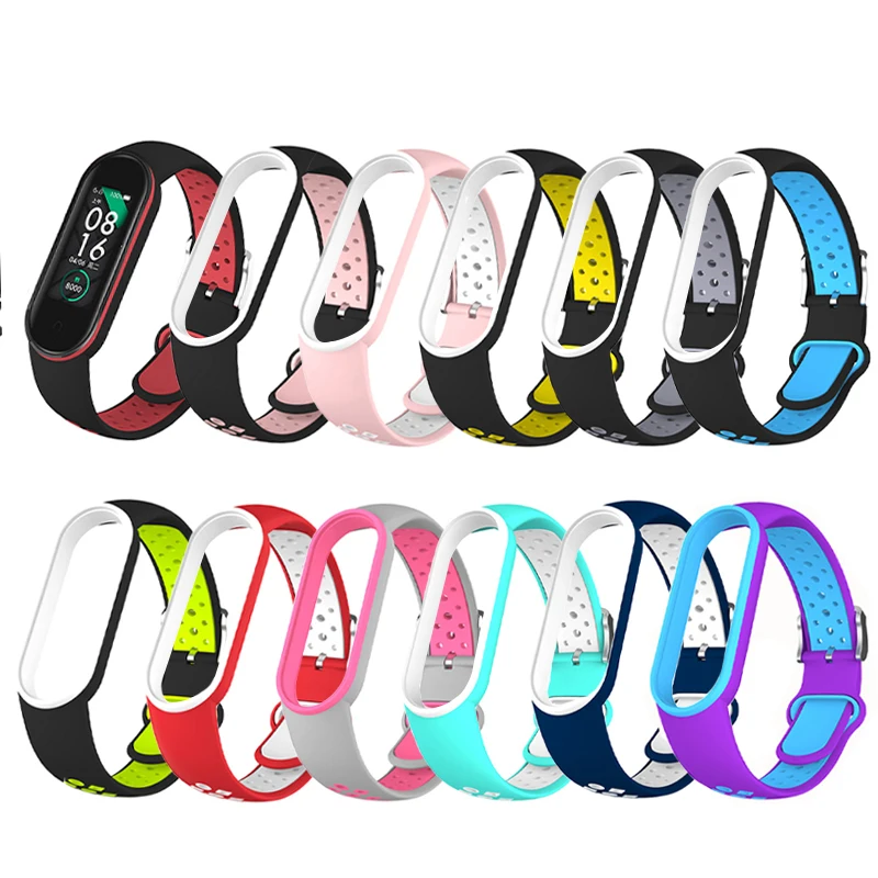 

Colorful silicone mi band 4 watch straps for xiaomi mi band 3 4 5 wristband sport strap mi band 5 bracelet, Pink/white, black/pink, black/red, black/yellow, black/gray, etc.