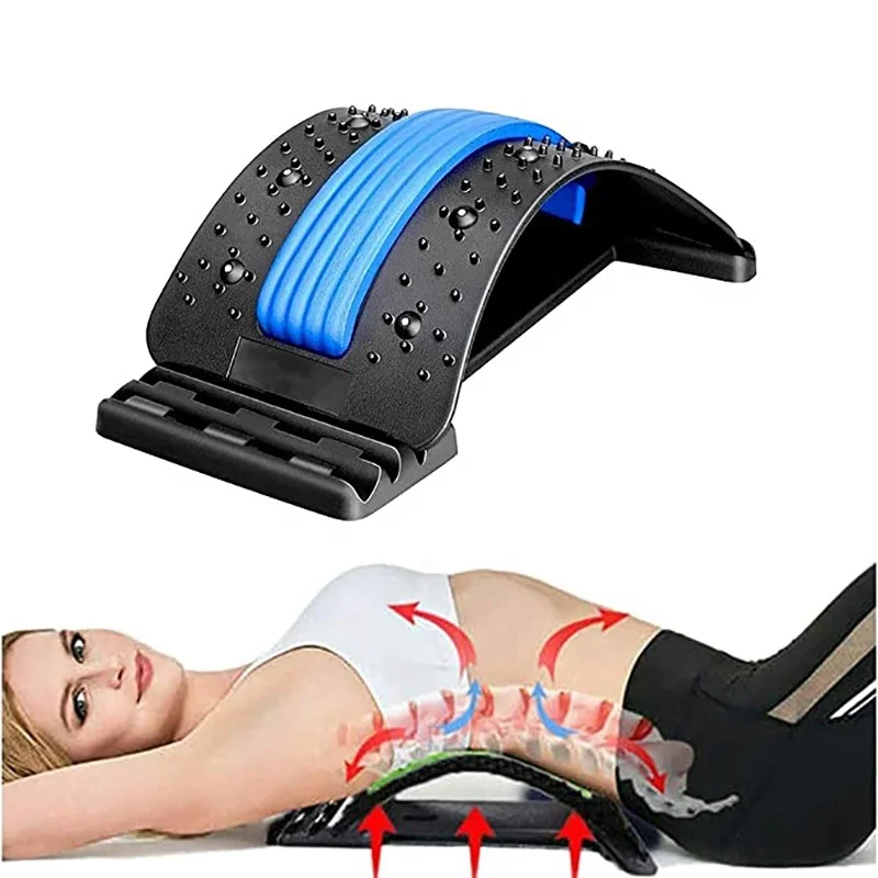 

Lower Back Pain Relief Device Multi-Level Back Massager Lumbar Support Stretcher Back Stretcher, Blue, purple, pink, green, red