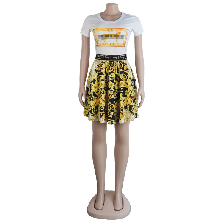 
SAC017 oem approved fashion women summer print patchwork short sleeve mini a-line club dress 