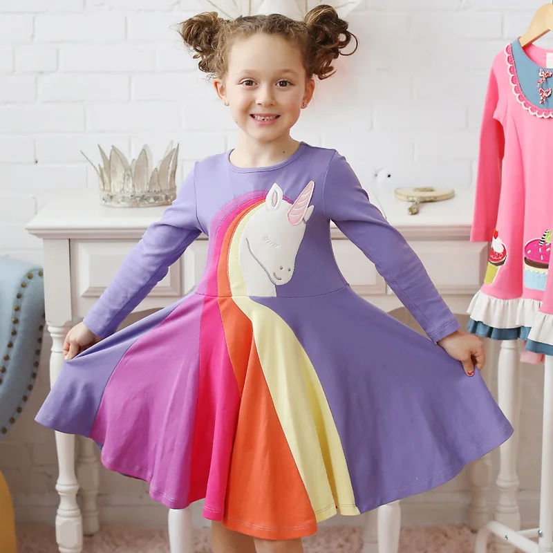 

Aselnn Spring Autumn Girls Dress Long Sleeve Kids Toddler Little Girl Unicorn Mermaid Casual Dresses