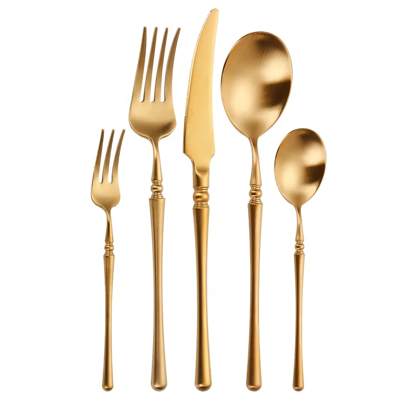 

Free Sample Wholesale Stainless Steel Gold Cutlery Flatware Set