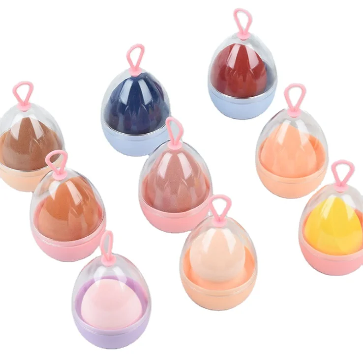 

Hot Selling New Package Non Latex Super Soft Makeup Sponge Egg Box Storage Stand Eco-friendly Beauty Makeup Sponge Puff