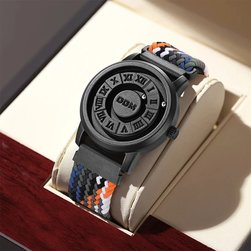 DOM Men's Magnetic Watch Fashion Cool Technology Magnetic Ball Watches Nylon Woven Strap Waterproof Men Watch 1345 Reloj Man
