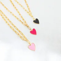 

wholesale gold plated heart shape cz gold enamel jewelry love heart charm necklace