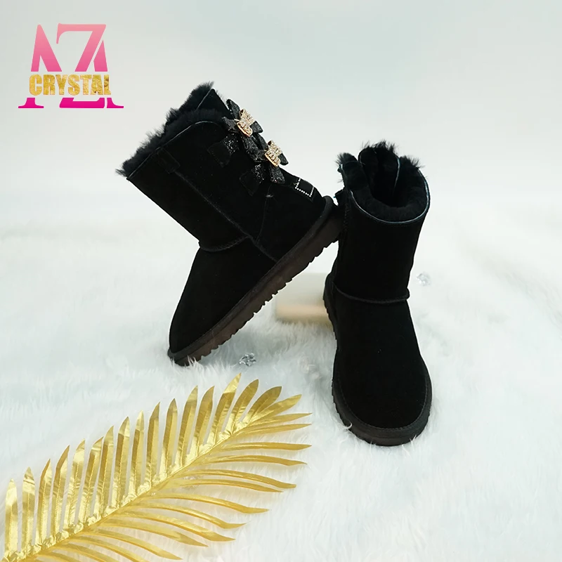 

USA 2021 warm waterproof sheepskin fur lined fur snow ladies kids winter boots shoes for women girls and baby children, As pictures