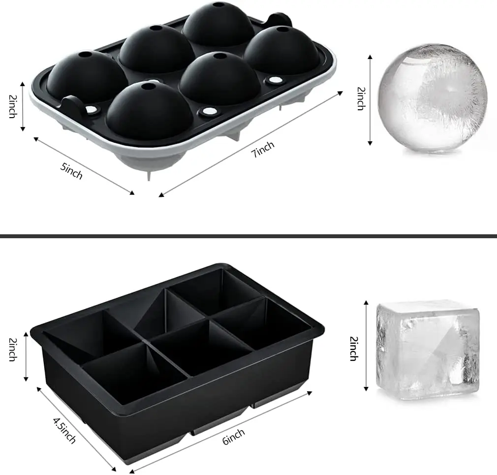 

Large Ice Tray Molds for making 4/6/8 Giant Ice Cubes for Whiskey
