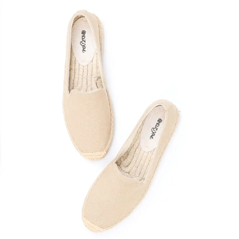 

Summer all-match breathable one-step lazy canvas shoes casual flat ladies sneakers espadrilles, White