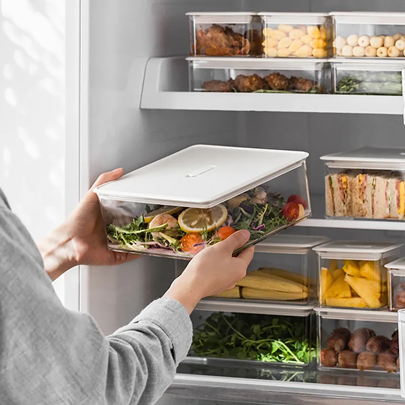 

Fridge plastic organizer refrigerator storage box airtight fridge organizer with lid, Clear