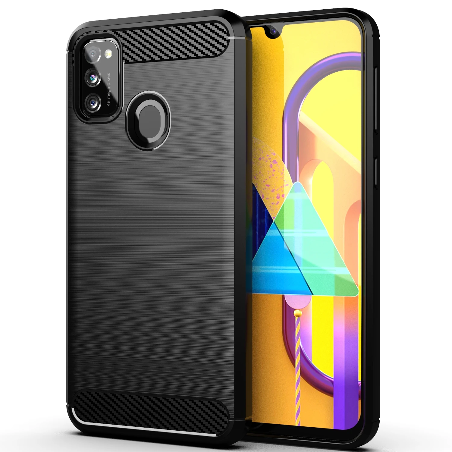 

Real Fiber carbon Soft TPU Waterproof Phone Bag Factory Wholesale mobile phone back cover For Samsung Galaxy M30S case, 4 colors