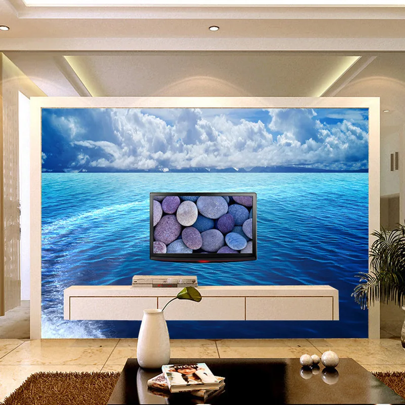 Custom Beach Scenery Starfish Blue Sky 3D Photo Background Computer Printed Living Room TV Photography Backdrop Mural Wallpaper 