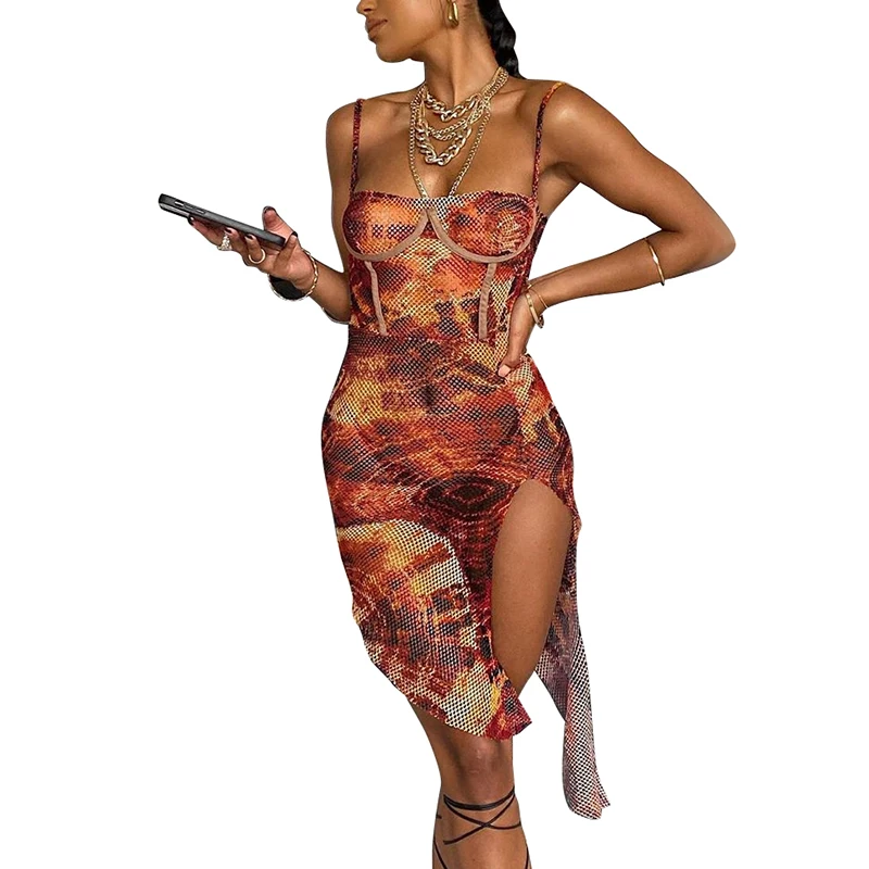 

High Quality Mesh Material Woman'S Floral Casual Summer Dress