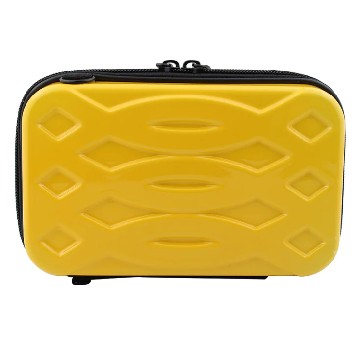 

Mini Case Carrying Shoulder Strap ABS PC Hardshell Bag Portable Cosmetic Organizer Yellow Makeup Case