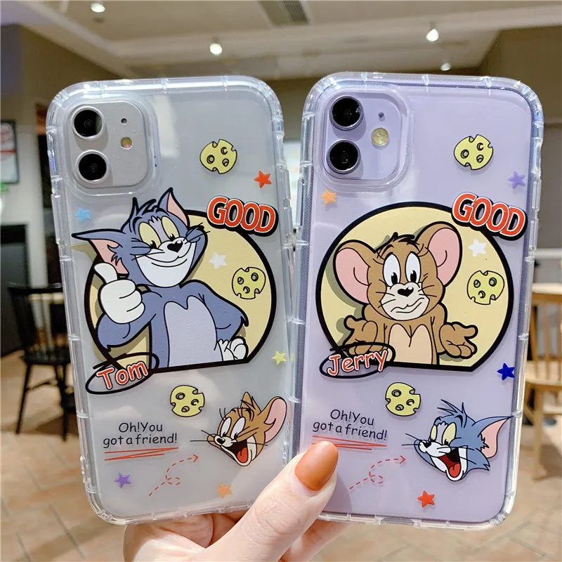 

Free Shipping Clear Case For iPhone Xs Max 11pro X XR 7 8 Tom And Jerry Funny Anime Comics, Colorful