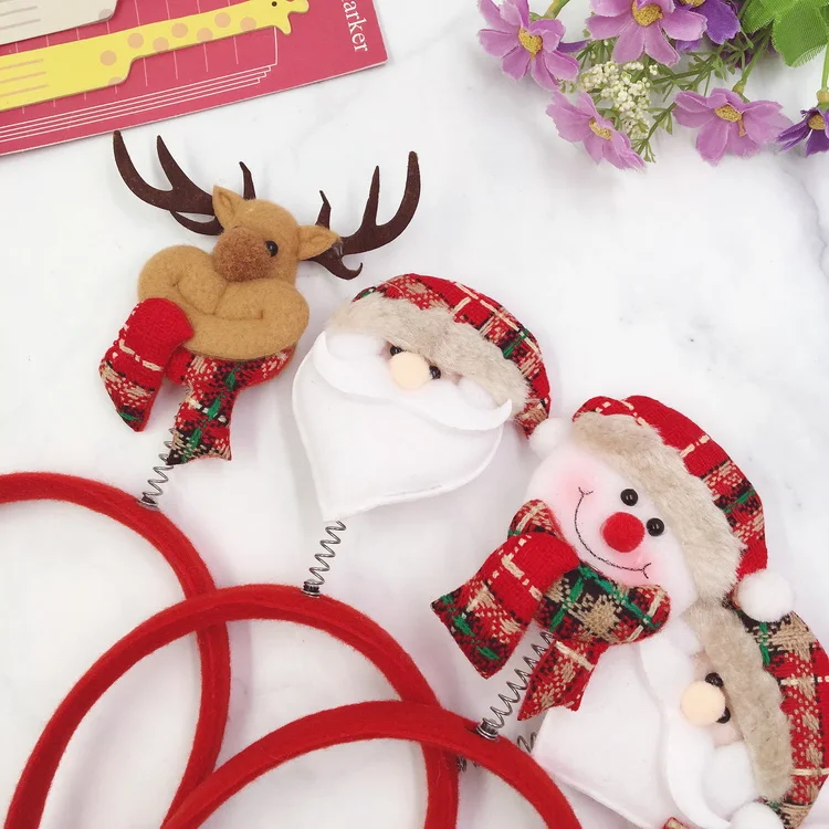 Kids Party Decoration Flannel Tree Elk Cute Bowknot Accessory microfiber snowman Headband